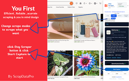 Etsy Scraper : Export listings , reviews , sellers and download images screenshot