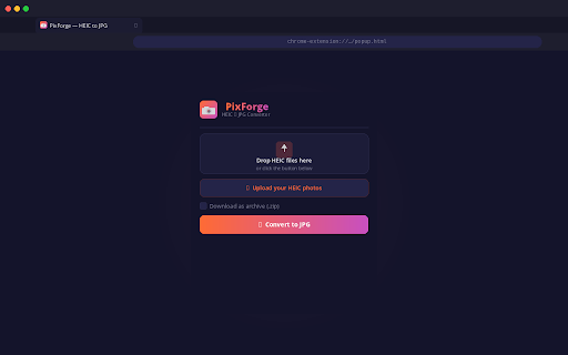 PixForge — HEIC to JPG screenshot
