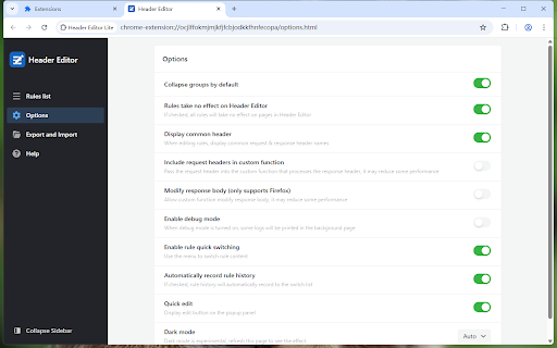 Header Editor Lite screenshot