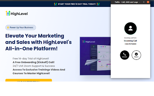 Twilio Auto Dialer & Softphone – CRM, Click-to-Call, SMS & Call History screenshot