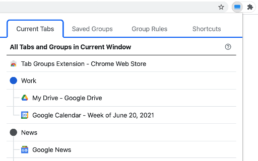 Tab Groups Extension screenshot