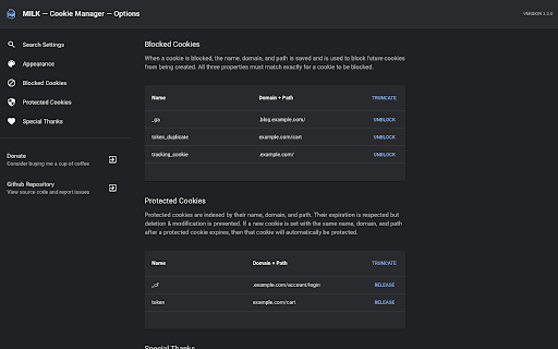 MILK — Cookie Manager screenshot