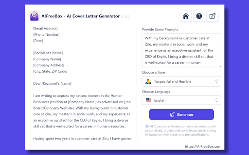 AI Cover Letter Generator: Boost Hire Appeal screenshot