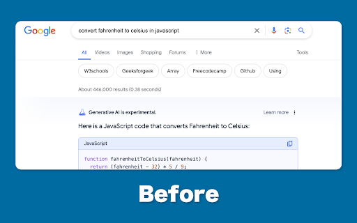 No AI Google Search screenshot