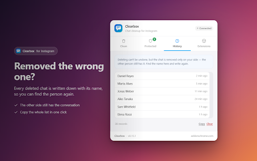 Clearbox — Bulk Chat & Message Deleter for Instagram screenshot