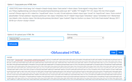 HTML Obfuscator screenshot