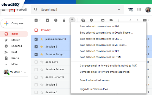 Save Emails as PDF by cloudHQ screenshot