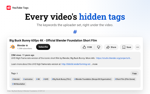 YouTube Tags — Video Tag Viewer & Extractor for Any Video screenshot