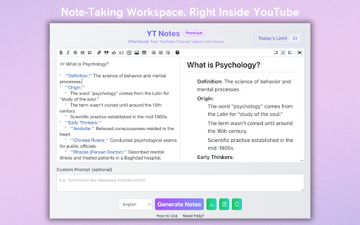 YT Notes screenshot
