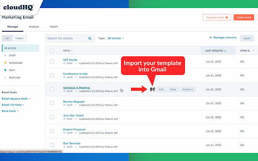 HubSpot Templates for Gmail™ by cloudHQ screenshot