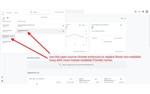 Google Analytics Name Changer for Chrome Extensions screenshot