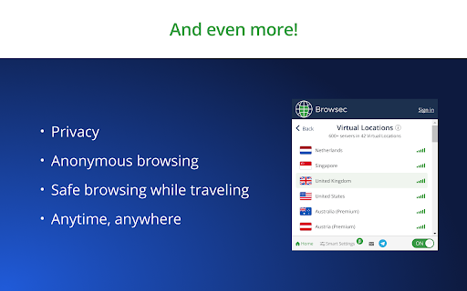 Browsec VPN - Free VPN for Chrome screenshot