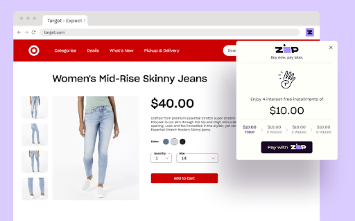 Zip buy now, pay later screenshot