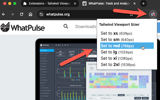 Tailwind Viewport Sizer screenshot