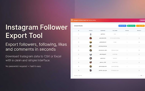 IG Follower Export – Following, Likes & Comments to CSV, Excel screenshot