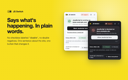 Disable JavaScript — Per-Site Toggle & Switch | JS Switch screenshot