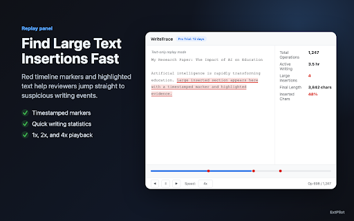 WriteTrace — Writing Process Replay for Google Docs screenshot