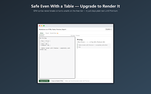 Markdown to HTML: Paste, Preview, Export screenshot