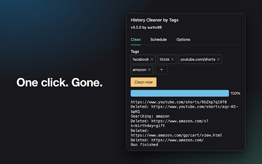 History Cleaner by Tags screenshot