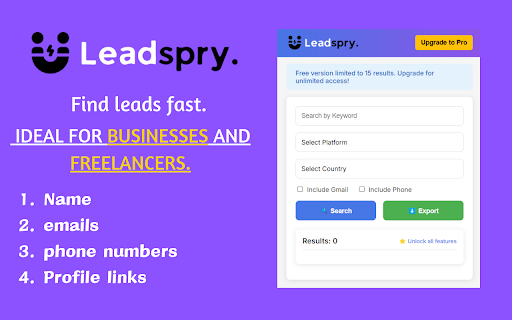 LeadSpry - b2b Lead Generation Tool screenshot