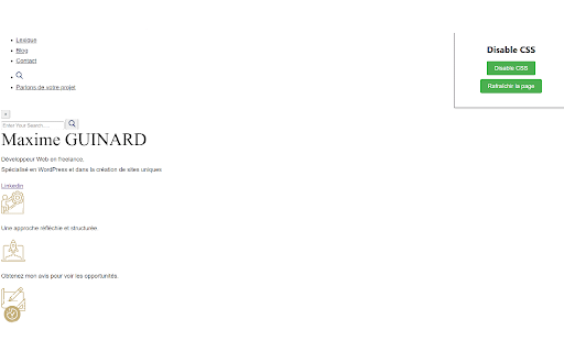 Disable CSS 📋 screenshot