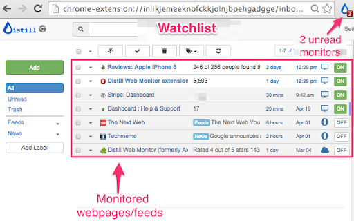 Distill Web Monitor screenshot