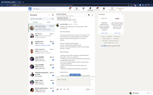Fullwidth messaging for Linkedin screenshot