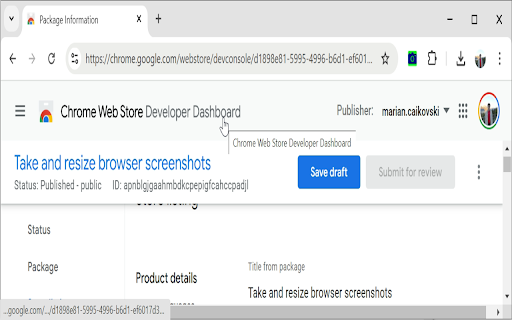 Take and resize browser screenshots screenshot