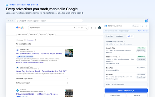 Home Service Base — Company & Ads Lookup screenshot