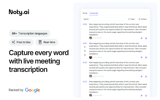 AI Note taker for Google Meet, by Noty.ai screenshot