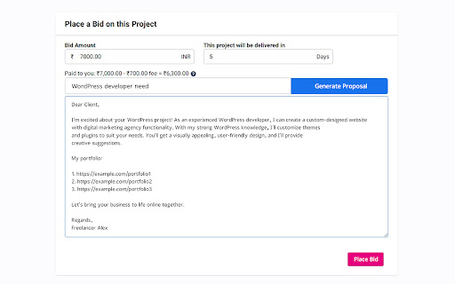 AI Proposal Generator for Freelancer screenshot