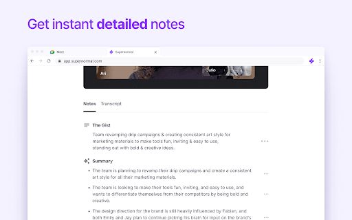 Supernormal: AI Meeting Notes screenshot
