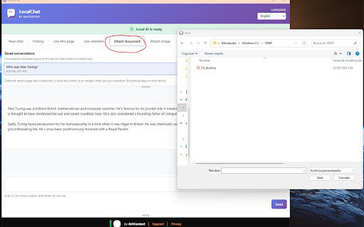 LocalChat — local AI chat in Chrome screenshot