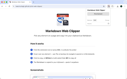 Markdown Web Clipper screenshot
