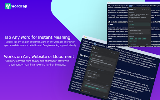 WordTap — English & German to Bangla Dictionary, Translator & Vocabulary screenshot