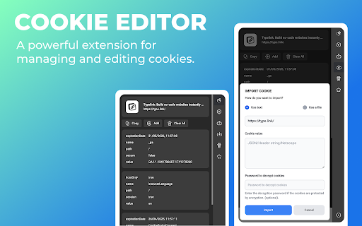 Cookie Editor screenshot