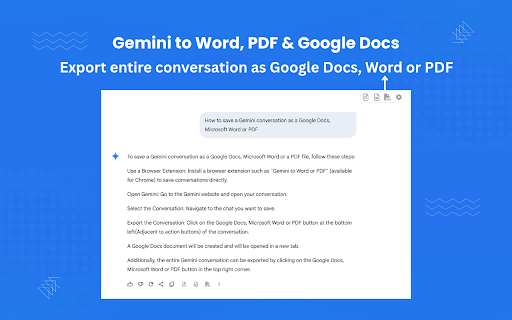 AI Chat to Word, PDF & Google Docs - for Gemini screenshot