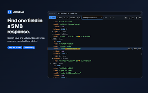 JSON Viewer & Formatter — Pretty Print, Tree, Search screenshot