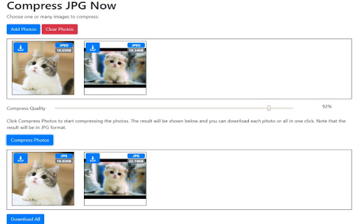 Compress JPEG Files in Google Chrome™ screenshot