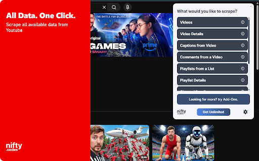 Y-Videos Scraper: Export Channels, Playlists, Comments & More screenshot