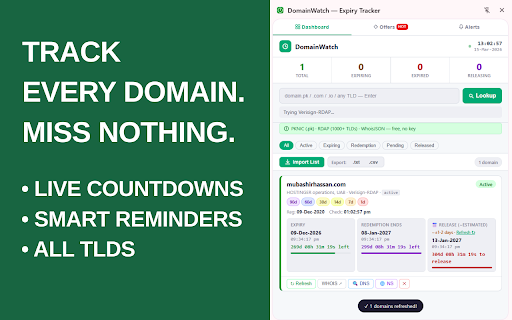 DomainWatch — Expiry Tracker screenshot