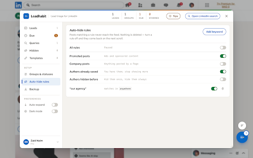Leadhabit — LinkedIn Lead Tracker & Follow-Ups screenshot