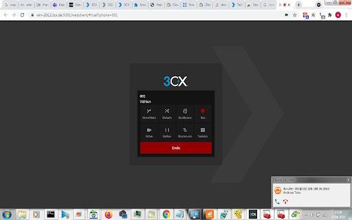 3CX Webclient auto dial screenshot