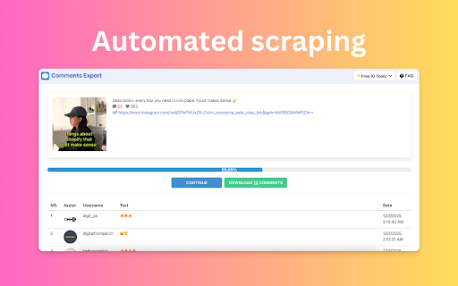 Comments Export - Post Comments Exporter and Scraper for Social Media screenshot