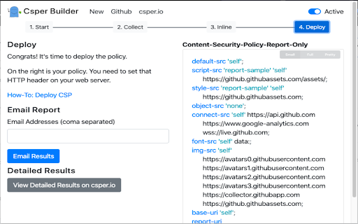 Content Security Policy (CSP) Generator screenshot