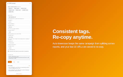 UTM Generator for Google Analytics screenshot
