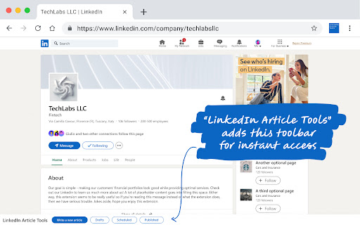 LinkedIn Article Tools screenshot