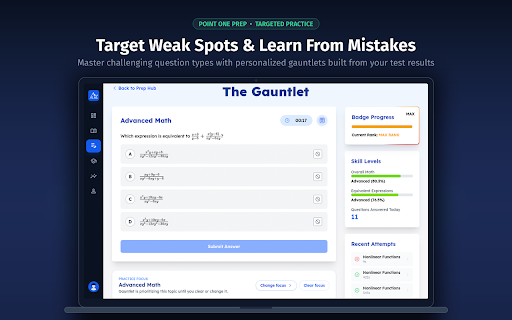 Point One Prep — Bluebook Test Analyzer screenshot