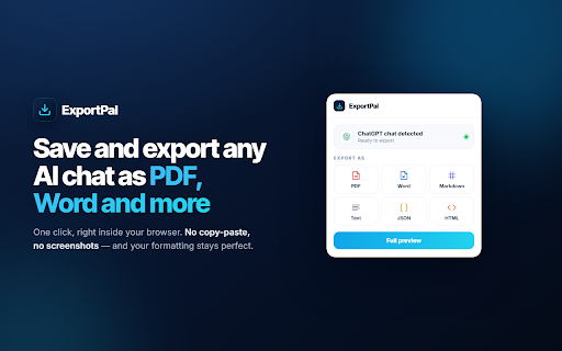 ExportPal - Save & Export ChatGPT, Claude, Gemini to PDF & Word screenshot