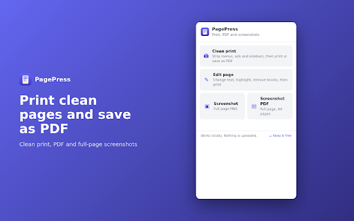 PagePress: Clean Print, PDF & Full Page Screenshot screenshot